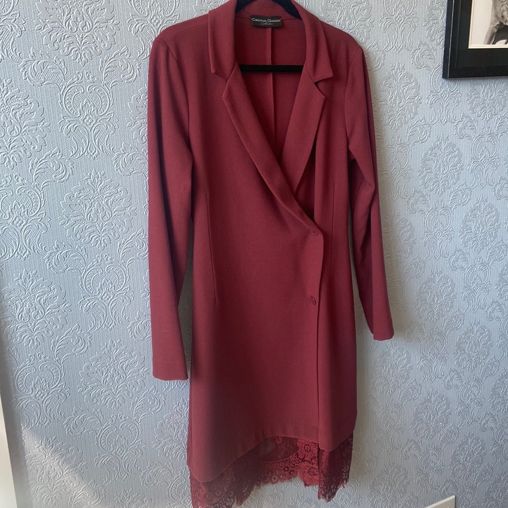 Cristina Gavioli vintage burgundy lace jacket dress